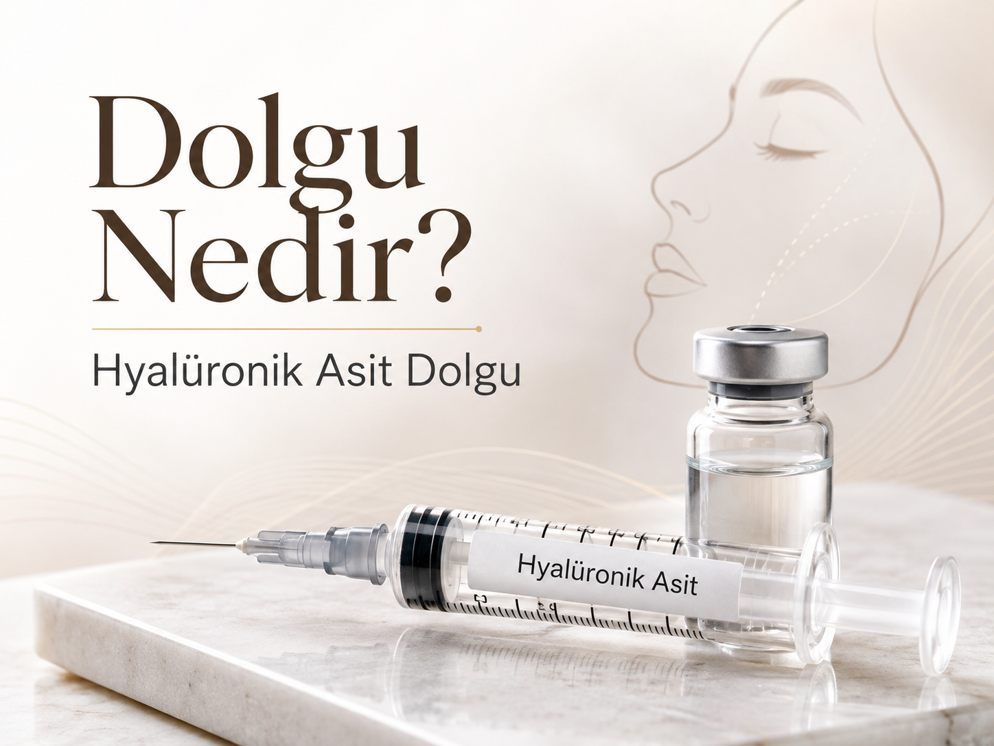 Hyalüronik asit dolgu uygulamaları hakkında genel bilgilendirme içeriği görseli.